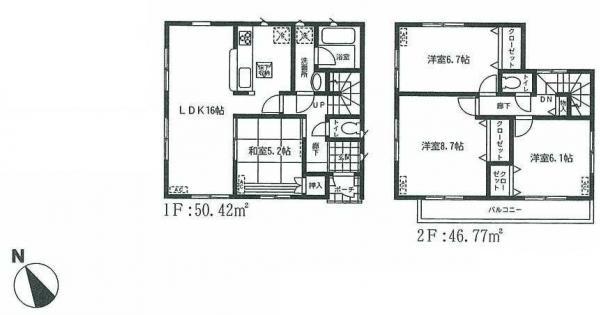 Floor plan. 16.8 million yen, 4LDK, Land area 127.68 sq m , Building area 97.19 sq m