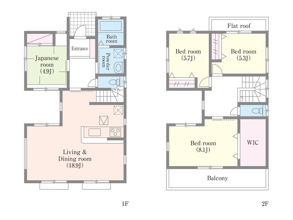 Floor plan. 37,800,000 yen, 4LDK, Land area 130 sq m , Building area 111.58 sq m 1 Building floor plan