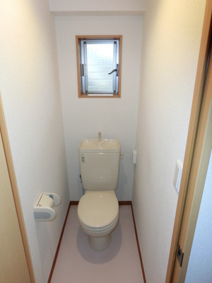 Toilet. The toilet is equipped with a window