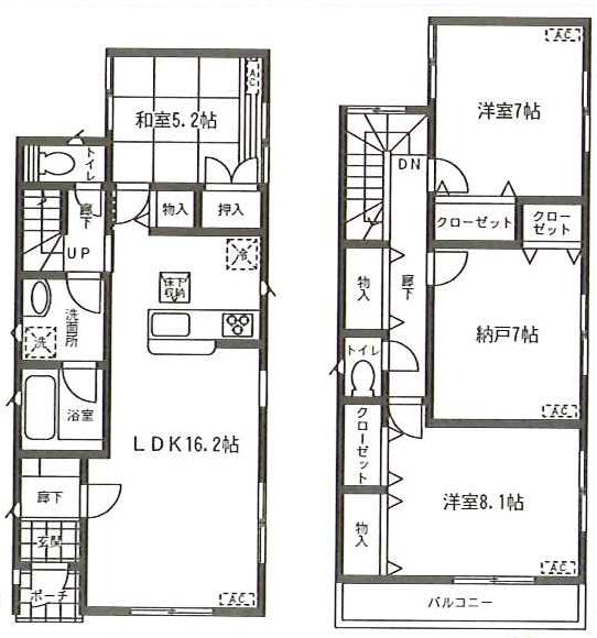 Floor plan. ( [CRADLE GARDEN Kamagaya Higashimichinobe Twelfth] 1 Building), Price 19,800,000 yen, 3LDK+S, Land area 100 sq m , Building area 102.85 sq m