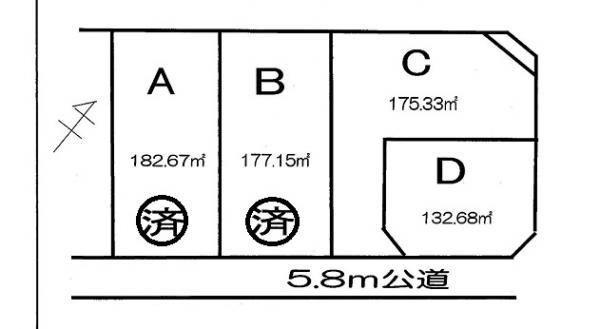 Compartment figure. Land price 10,720,000 yen, There is land area 132.68 sq m all four compartment corner lot