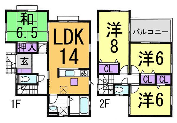 Floor plan. (Building 2), Price 23.8 million yen, 4LDK, Land area 180.29 sq m , Building area 95.23 sq m