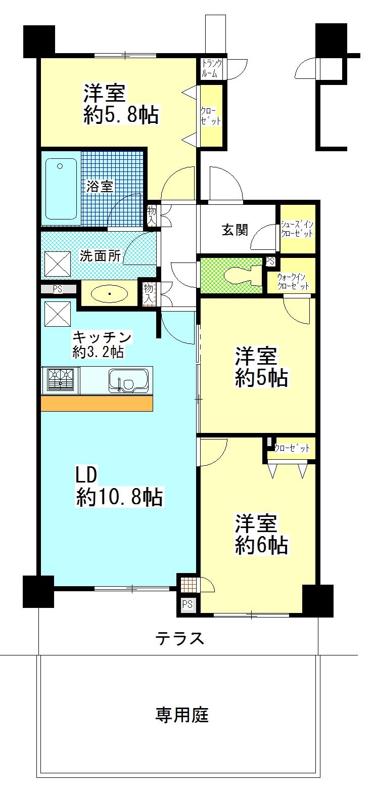 Floor plan. 3LDK, Price 15.7 million yen, Occupied area is 69.45 sq m easy-to-use with no waste Floor.