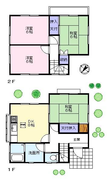 Floor plan. 8.3 million yen, 4DK, Land area 124.84 sq m , Building area 76.83 sq m