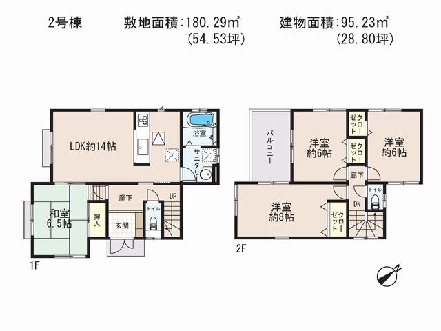 Floor plan. 23.8 million yen, 4LDK, Land area 180.29 sq m , Building area 95.23 sq m floor plan