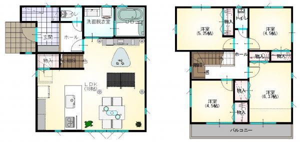 Floor plan. 22,300,000 yen, 4LDK, Land area 96 sq m , Building area 96.05 sq m