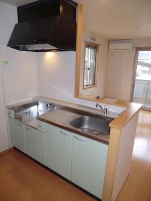 Kitchen. Two-burner gas stove installation Allowed