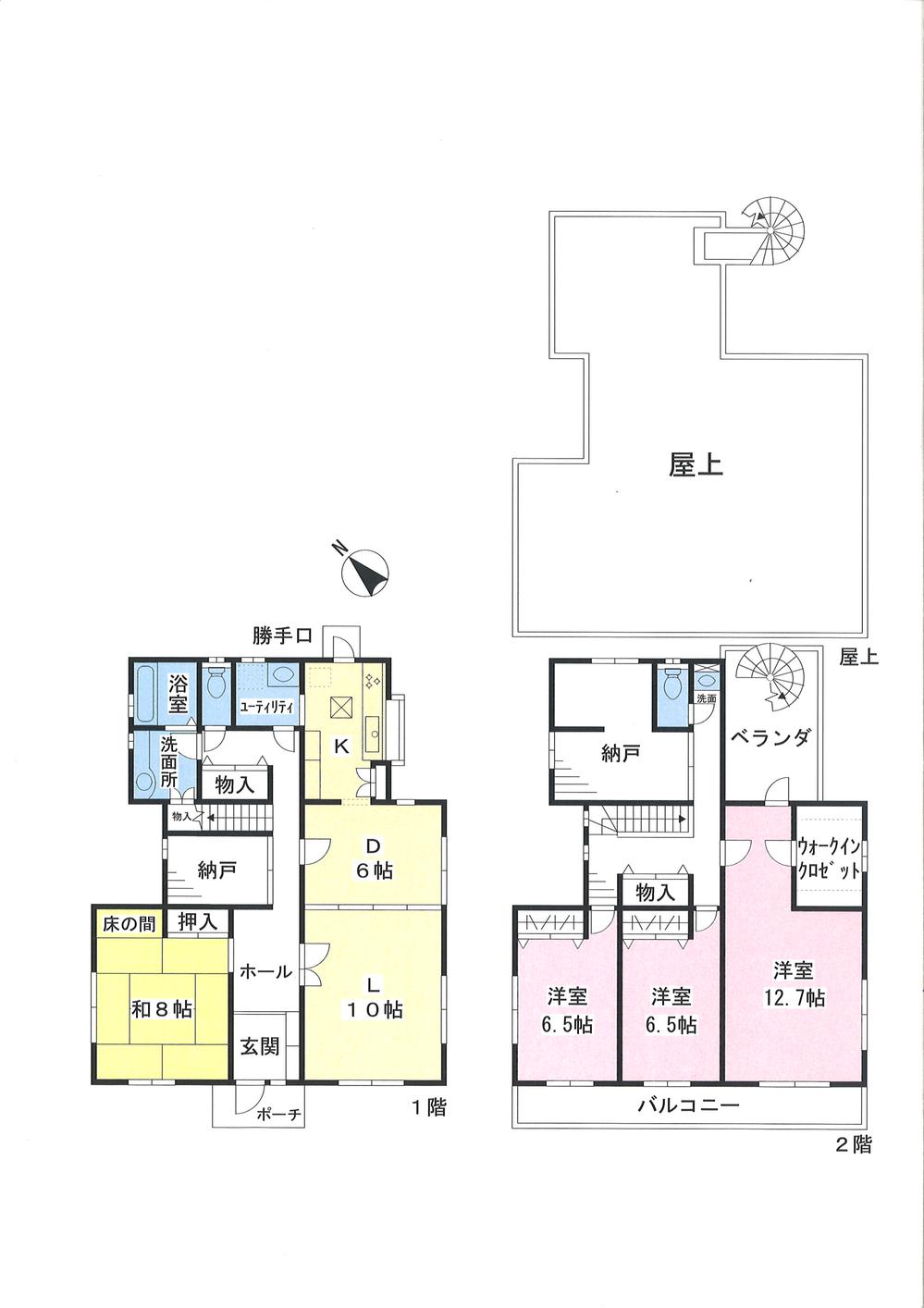 Floor plan. 39,800,000 yen, 4LDK + 2S (storeroom), Land area 201.66 sq m , Building area 163.96 sq m