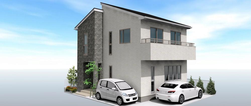 Rendering (appearance). Our simple modern specification Parking space 2 cars Day for the corner lot is also good.