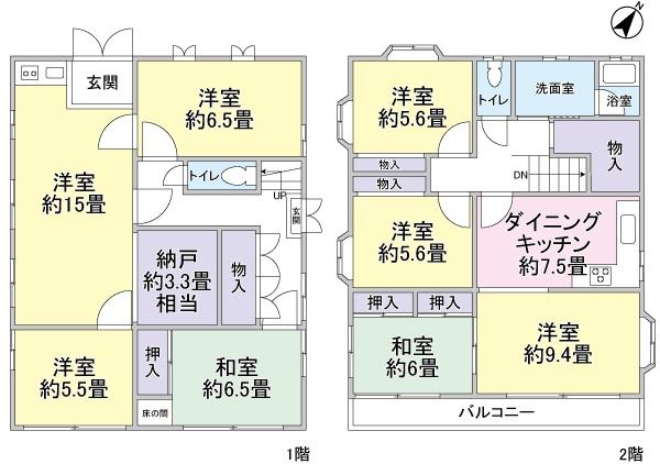 Floor plan. 17.8 million yen, 6LDK, Land area 165.3 sq m , Building area 163.96 sq m