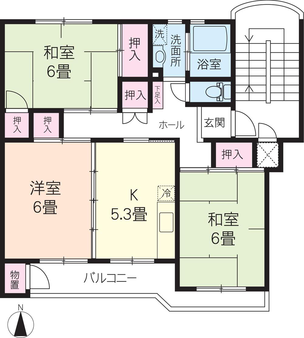 Floor plan. 3K, Price 3.4 million yen, Occupied area 61.17 sq m , Balcony area 4.79 sq m