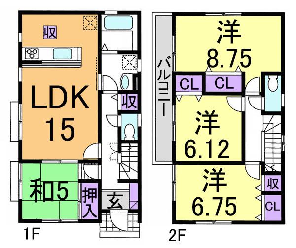 Floor plan. 20.8 million yen, 4LDK, Land area 123.99 sq m , Building area 99.16 sq m