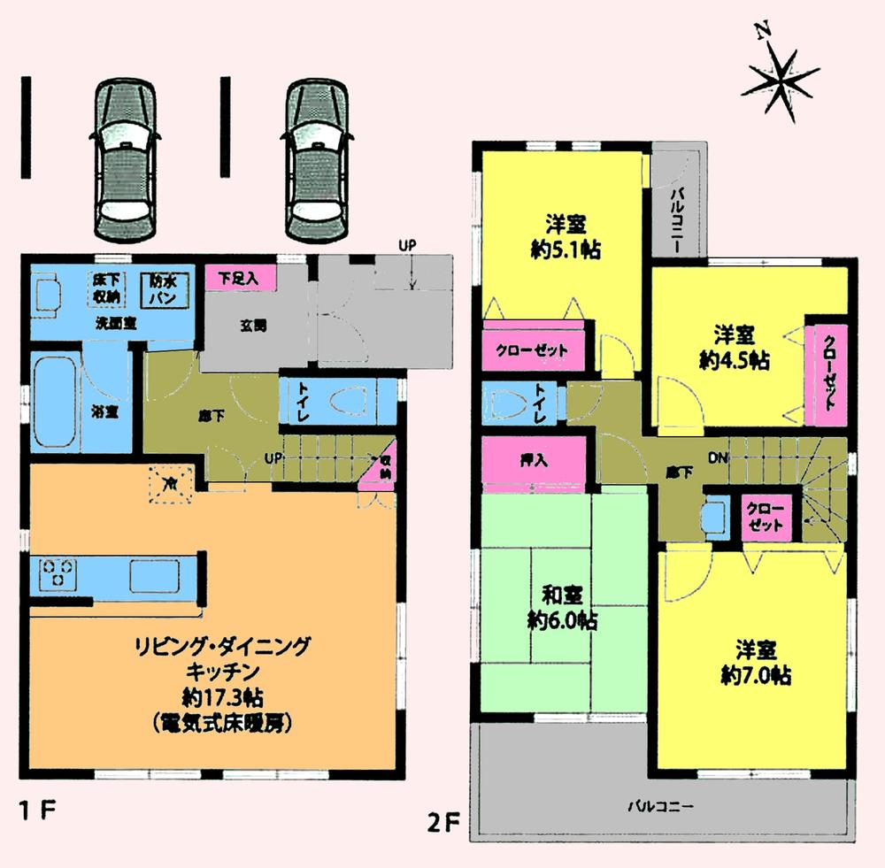 Floor plan. 21,800,000 yen, 4LDK, Land area 122.29 sq m , Building area 96.87 sq m