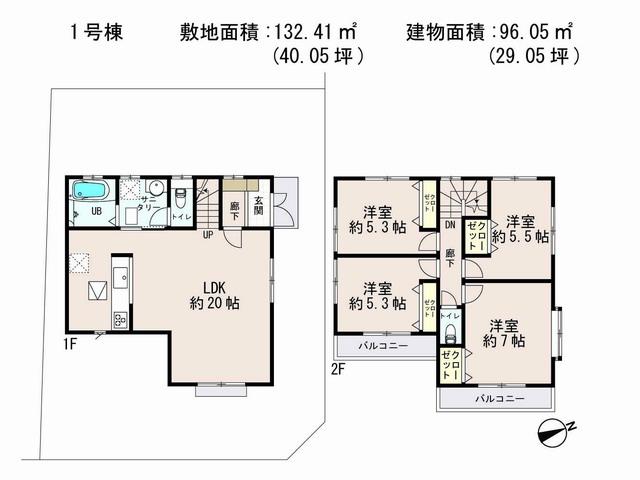 Floor plan. 23.8 million yen, 4LDK, Land area 132.41 sq m , Building area 96.05 sq m