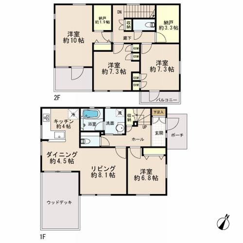 Floor plan. 32,800,000 yen, 4LDK + S (storeroom), Land area 145.86 sq m , Building area 119.82 sq m alive and well ・ Natural solid wood used to finish