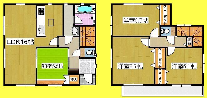 Floor plan. 16.8 million yen, 4LDK, Land area 127 sq m , It is a building area of 97.19 sq m floor plan