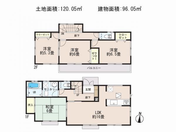 Floor plan. 19,800,000 yen, 4LDK, Land area 120.05 sq m , Building area 96.05 sq m