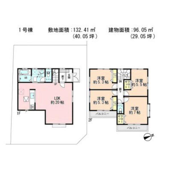 Floor plan. 23.8 million yen, 4LDK, Land area 132.41 sq m , It is a building area of ​​96.05 sq m floor plan