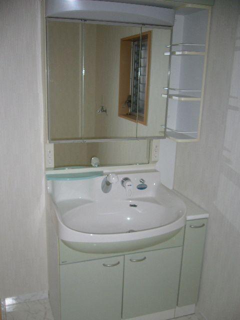 Wash basin, toilet. Bathroom vanity