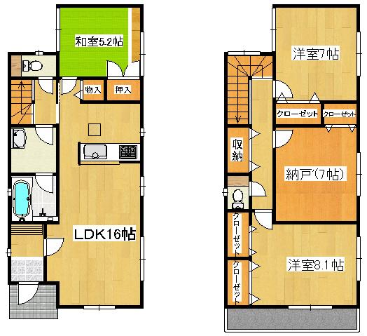 Floor plan. (1 Building), Price 19,800,000 yen, 4LDK, Land area 100 sq m , Building area 102.86 sq m