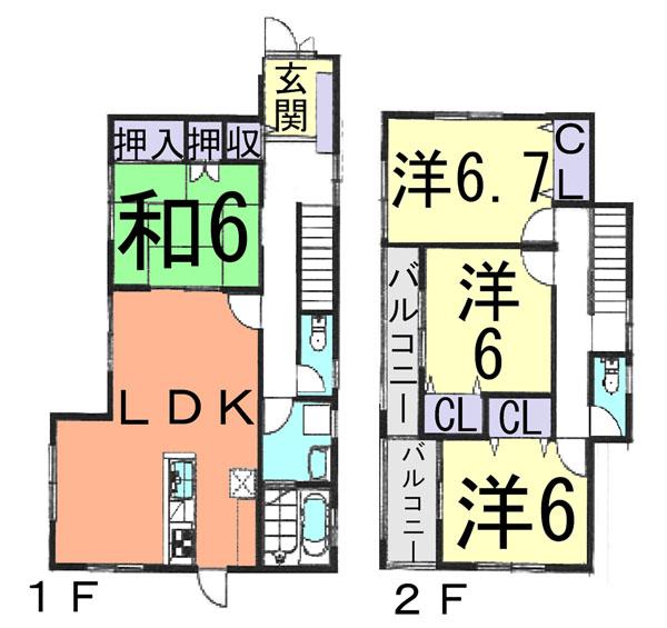 Floor plan. 24,800,000 yen, 4LDK, Land area 123 sq m , Building area 105.37 sq m