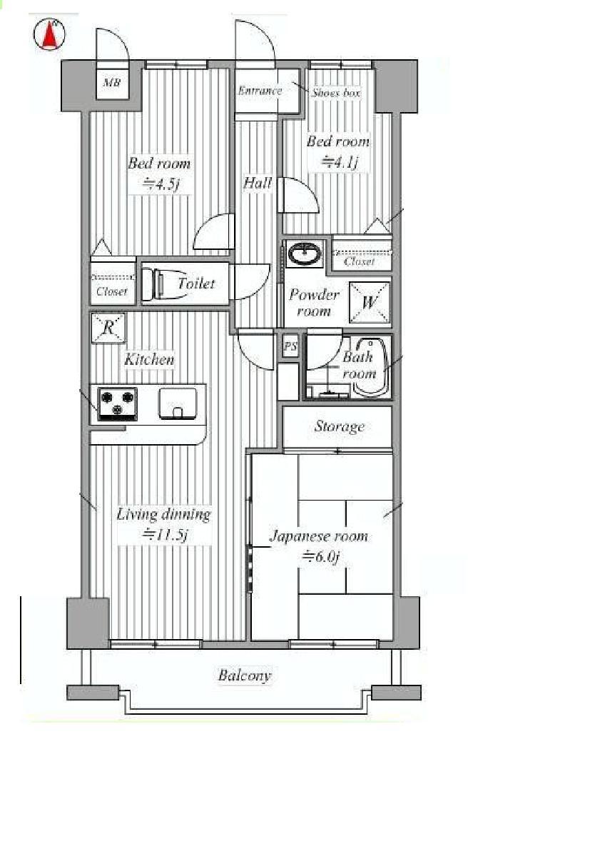 Floor plan. 3LDK, Price 14.5 million yen, Occupied area 58.85 sq m , Balcony area 7.37 sq m