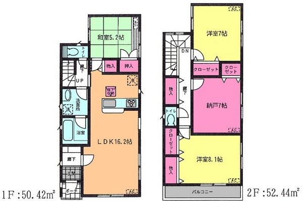 Floor plan. (1 Building), Price 19,800,000 yen, 3LDK+S, Land area 100 sq m , Building area 102.86 sq m