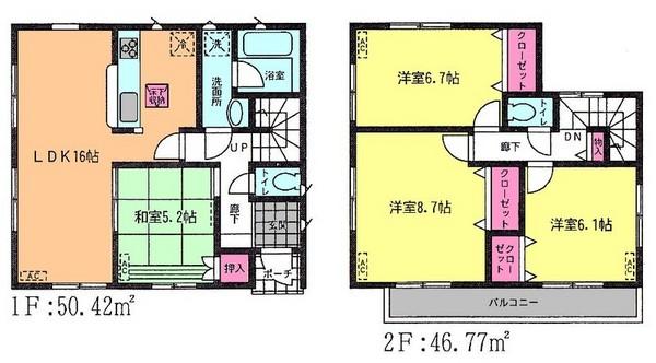 Floor plan. (Building 2), Price 16.8 million yen, 4LDK, Land area 127.68 sq m , Building area 97.19 sq m