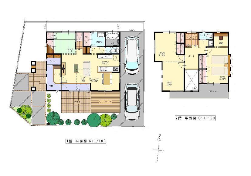 Building plan example (floor plan). Building plan example) building price 19,000 yen, Building area 120.89 sq m Separately incidental construction cost: about 3.1 million yen