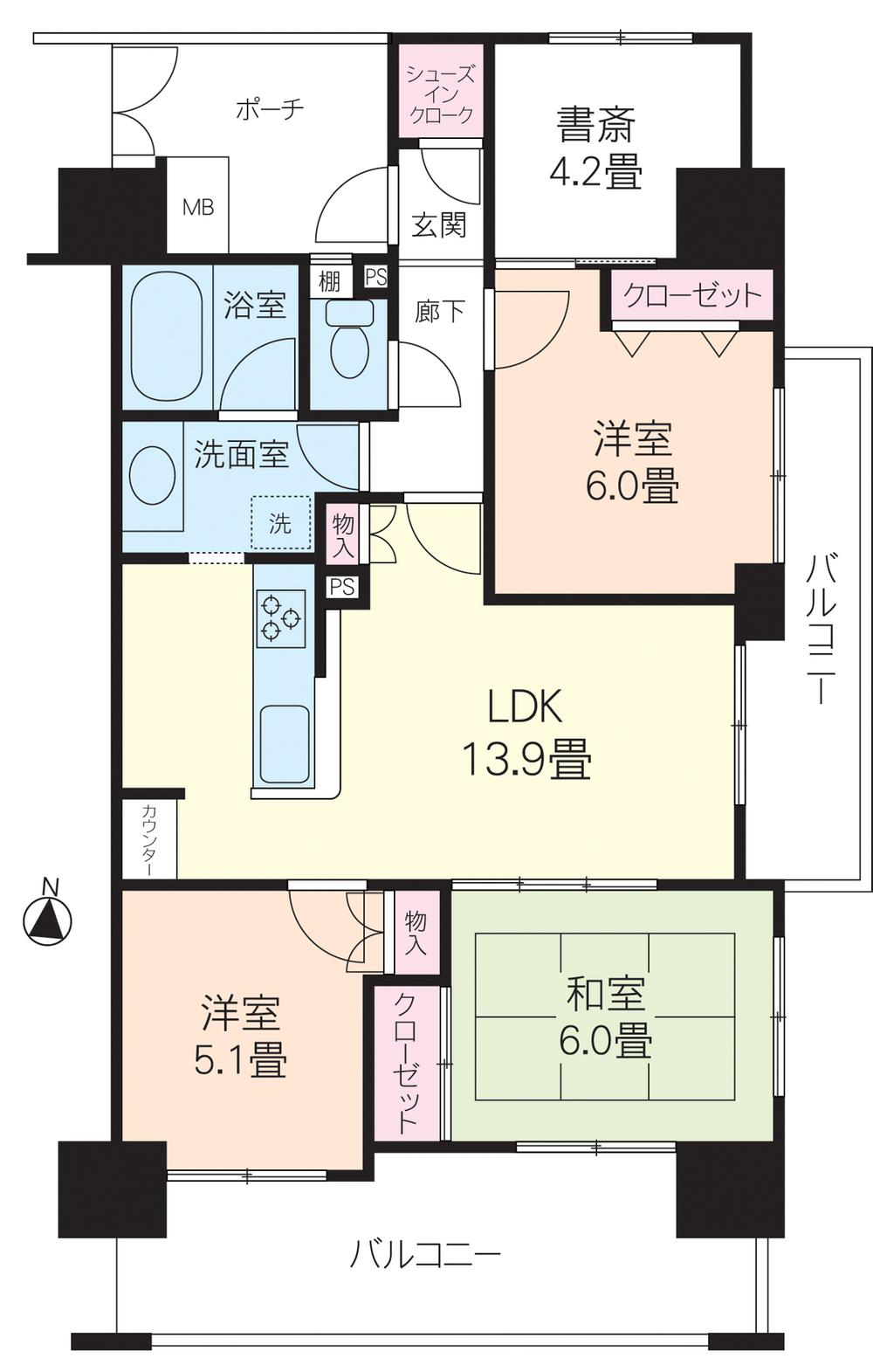 Floor plan. 3LDK, Price 18.6 million yen, Occupied area 75.39 sq m , Balcony area 19.52 sq m