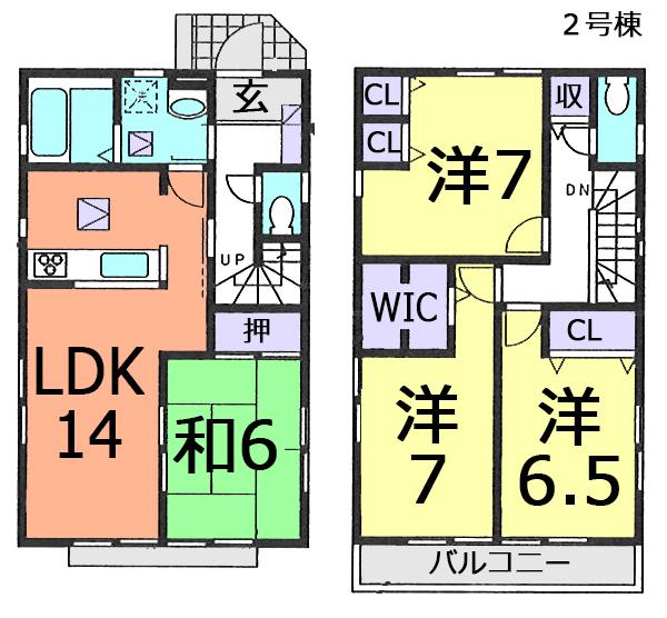 Floor plan. (Building 2), Price 24,800,000 yen, 4LDK, Land area 116.52 sq m , Building area 99.36 sq m