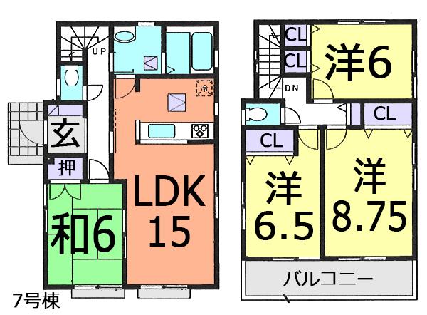 Floor plan. (7 Building), Price 28.8 million yen, 4LDK, Land area 120.5 sq m , Building area 99.37 sq m