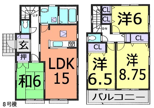 Floor plan. (8 Building), Price 27,800,000 yen, 4LDK, Land area 120.5 sq m , Building area 99.78 sq m