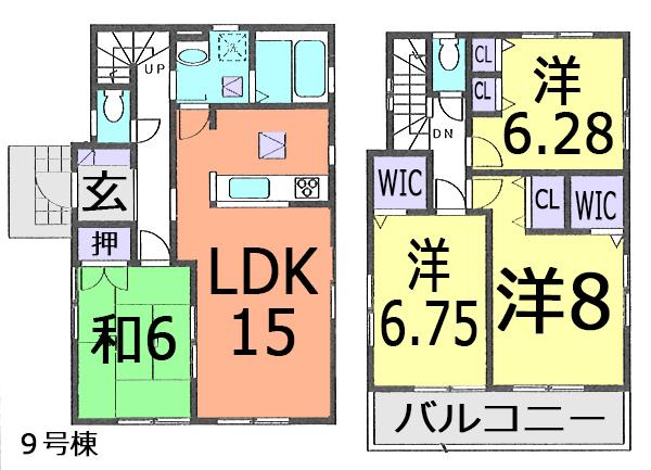 Floor plan. (9 Building), Price 27,800,000 yen, 4LDK, Land area 120.5 sq m , Building area 99.78 sq m