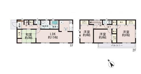 Floor plan. 22,800,000 yen, 4LDK, Land area 128.06 sq m , Building area 96.79 sq m