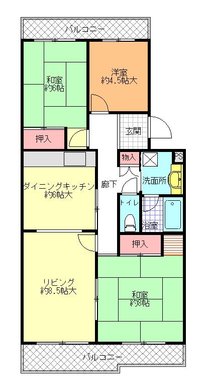 Floor plan. 3LDK, Price 6.8 million yen, Footprint 79.4 sq m , Balcony area 16.42 sq m