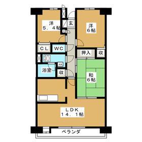 Floor plan. 3LDK, Price 13.8 million yen, Occupied area 73.85 sq m , Balcony area 9 sq m