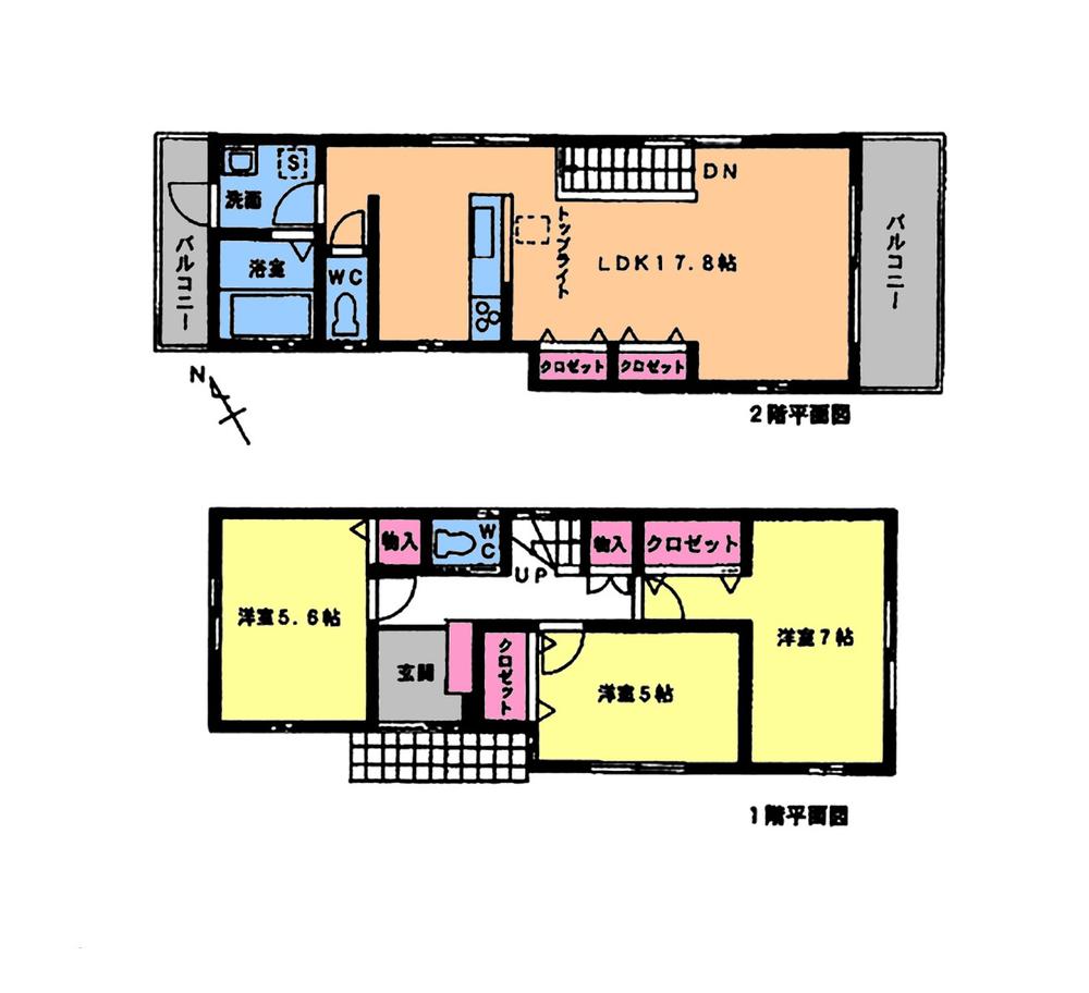 Floor plan. 18,800,000 yen, 3LDK, Land area 89.55 sq m , It is easy to use the balcony in the building area 84.55 sq m 2 surface