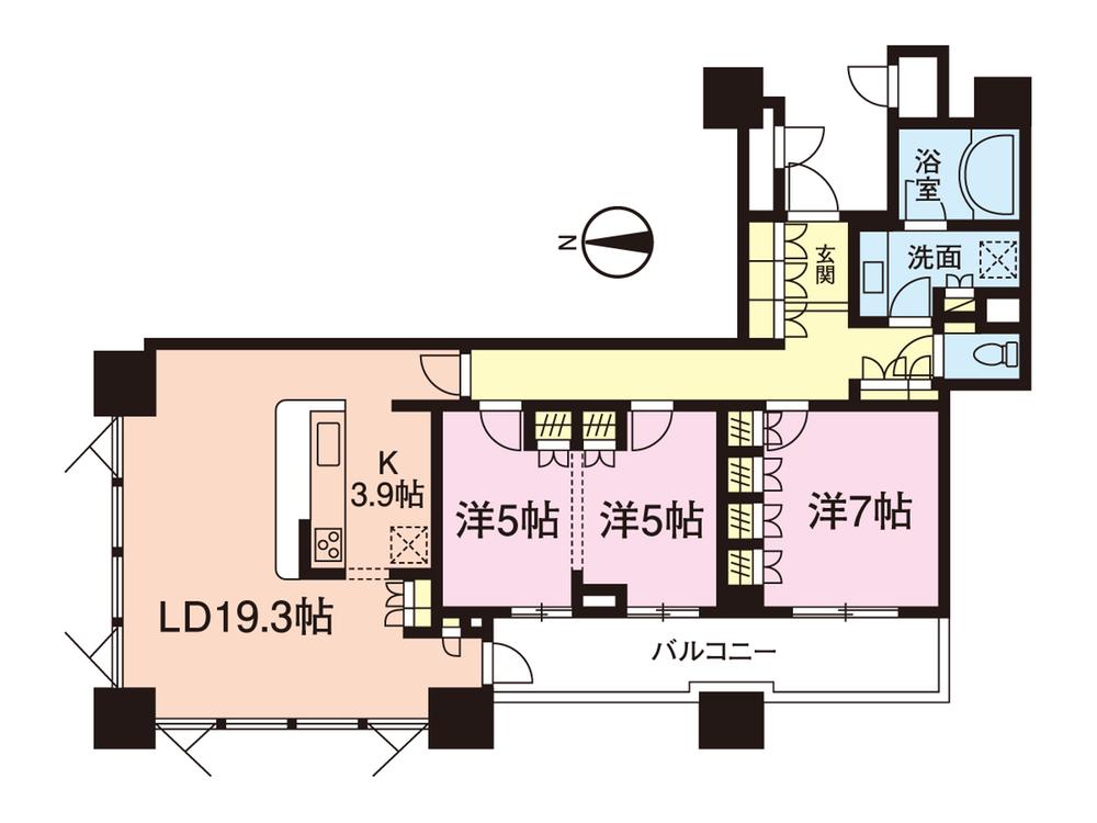 Floor plan. 3LDK, Price 43 million yen, Occupied area 95.25 sq m , Since the balcony area of ​​11.54 sq m square room, Is a functional floor plan of 3LDK that open space is spread.