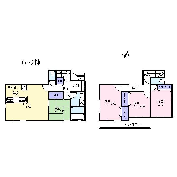 Floor plan. (5 Building), Price 22,800,000 yen, 4LDK, Land area 180.08 sq m , Building area 95.22 sq m