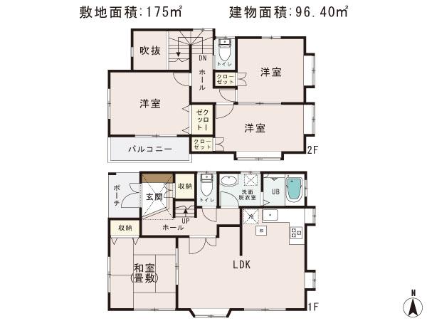 Floor plan. 27.5 million yen, 4LDK, Land area 175 sq m , Building area 96.4 sq m