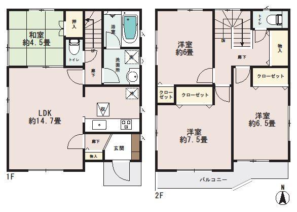 Floor plan. (3 Building), Price 26,800,000 yen, 4LDK, Land area 119.38 sq m , Building area 93.15 sq m