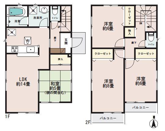 Floor plan. (4 Building), Price 27,800,000 yen, 4LDK, Land area 105.88 sq m , Building area 91.53 sq m