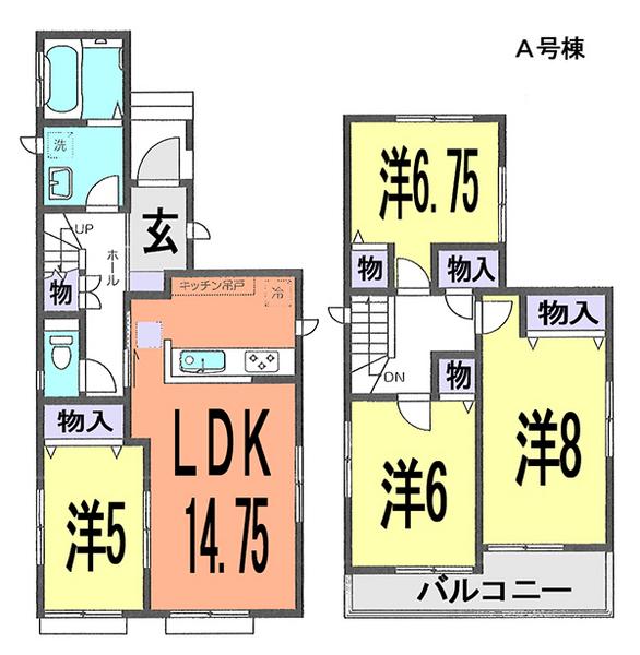 Floor plan. (A Building), Price 25,800,000 yen, 4LDK, Land area 127.7 sq m , Building area 93.98 sq m