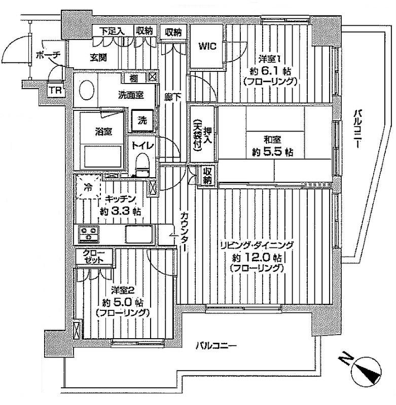 Floor plan. 3LDK + 2S (storeroom), Price 17,900,000 yen, Occupied area 73.52 sq m , Balcony area 21.75 sq m 3LDK
