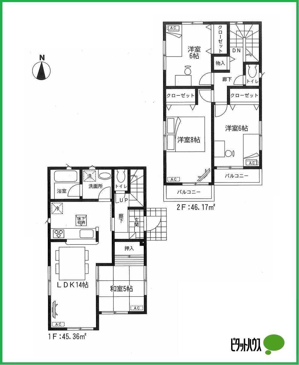 Floor plan. (4 Building), Price 27,800,000 yen, 4LDK, Land area 105.88 sq m , Building area 91.53 sq m