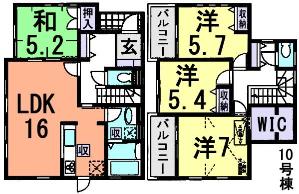 Floor plan. (10 Building), Price 42,800,000 yen, 4LDK, Land area 120 sq m , Building area 102.88 sq m