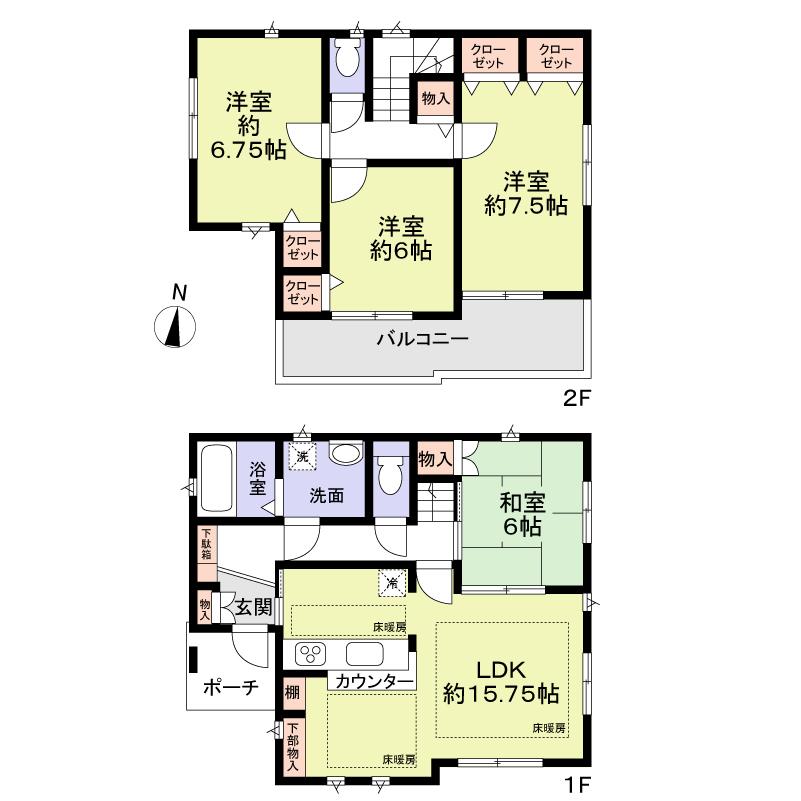 Floor plan. 24,800,000 yen, 4LDK, Land area 142.82 sq m , Building area 96.25 sq m