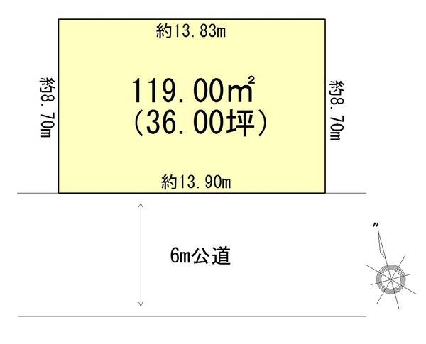 Compartment figure. Land price 19,800,000 yen, Land area 119 sq m land area is about 36 square meters.