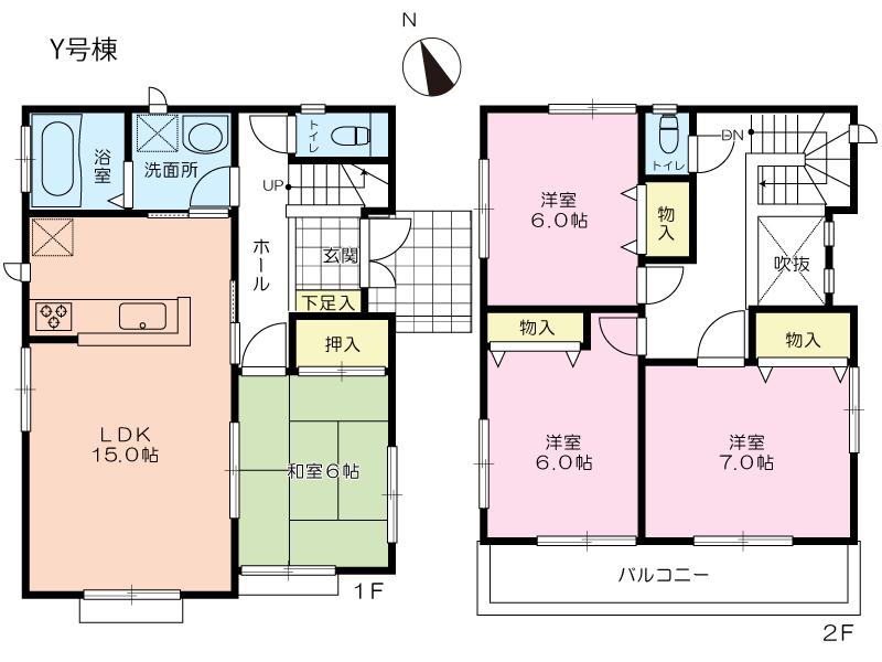 Floor plan. (Y Building), Price 35,800,000 yen, 4LDK, Land area 139.05 sq m , Building area 98.94 sq m